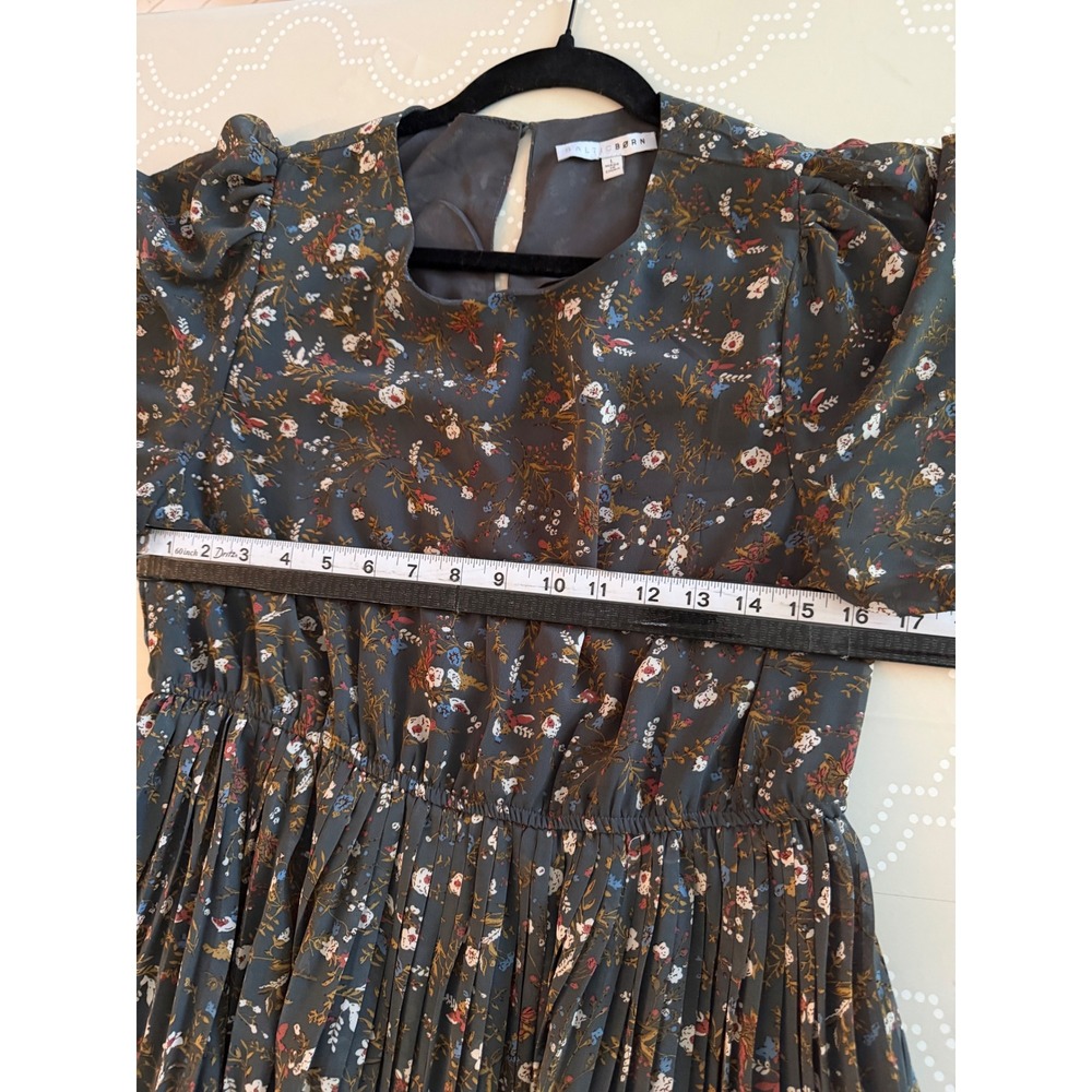 Baltic Born Floral Pleated Flutter Sleeve Midi Dress Large - Picture 8 of 9
